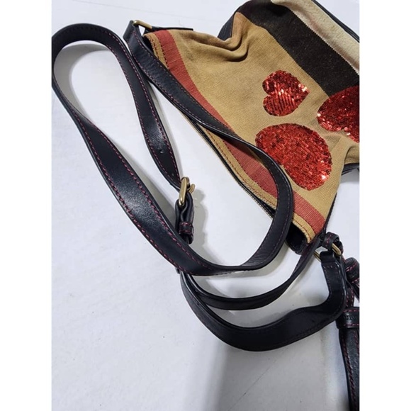 Authentic Burberry Ashby Bag House Check Canvas with Sequins Mini Bag Brown/Beig - Picture 9 of 11